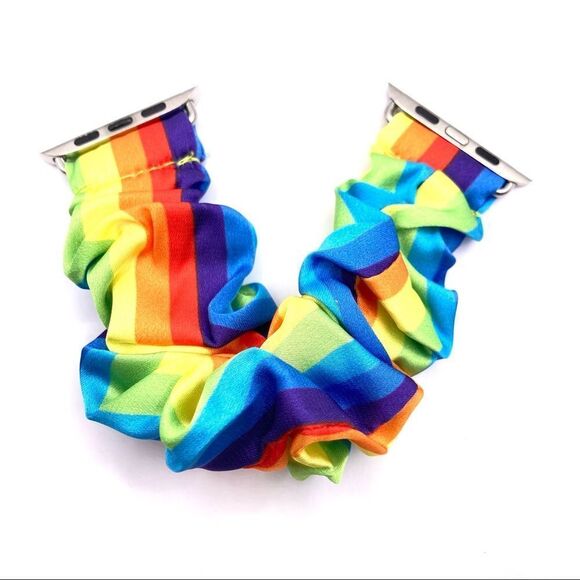 Women’s Rainbow scrunchie smart watch replacement band - Picture 1 of 4